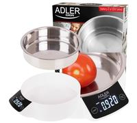Adler AD 3166 Balanza Electrónica de Cocina Digital con Bol, 900 ml, 5 kg (11 lb), Alta Precisión 1 g, TARA, medición de Líquidos