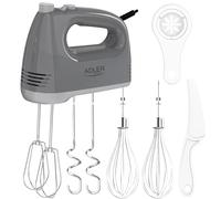 ADLER AD 4231 - Batidora de mano (750 W, 5 velocidades y función turbo, topes de acero inoxidable de 21 cm, separador de yemas de huevo, pala)