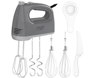 ADLER AD 4231 - Batidora de mano (750 W, 5 velocidades y función turbo, topes de acero inoxidable de 21 cm, separador de yemas de huevo, pala)