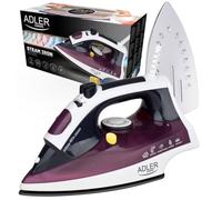 ADLER AD 5022 Plancha de Vapor para Ropa, Suela Acero Inoxidable, Vapor Vertical, Golpe de Vapor, Auto Limpieza, Anti Goteo, 7 Funciones, Apagado automático, 3000W