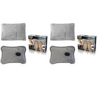 Adler AD 7427 - Bolsa de agua caliente eléctrica con funda suave (360 W, para adultos y niños, soporta temperaturas de hasta 5 horas, incluye cojín, botella de cama), color gris (Paquete de 2)