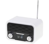 Adler AD1185 Radio Bluetooth, Sintonizador FM, Memoria 50 Emisoras, Reproducción MP3, Puerto USB y Tarjeta SD, Inalámbrica, Estilo Moderno, Portátil, Pantalla LCD, Blanco