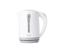 Adler AD1244 Hervidor de Agua Eléctrico 2,5 Litros, Recipiente sin BPA, Resistencia Oculta, 2000 W, Apagado Automático al Alcanzar la Ebullición, Inalámbrico 360º sin Cable, Blanco