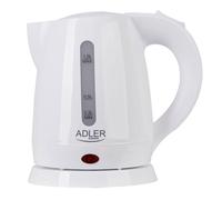 Adler AD1272 Hervidor de Agua Eléctrico 1 Litro, Recipiente sin BPA, Resistencia Oculta, Apagado Automático al Alcanzar la Ebullición, Inalámbrico 360º sin Cable, 1600W, Blanco