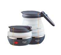 Adler AD1279 Hervidor de Agua Eléctrico Plegable, Resistencia Oculta, Tapa automática, Silicona, 0,6 Litros, 750W, Libre de BPA, Blanco