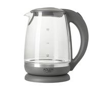 Adler AD1286 Hervidor de Agua Eléctrico de Cristal 2 Litros, Vidrio sin BPA, Retroiluminado, Apagado Automático, Inalámbrico 360º sin Cable, 2200W