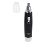 Adler ad2911 cortapelos nariz y oido, cuchilla acero inoxidable, sin dolor, capucha protectora, , negro/plata