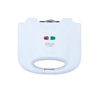 adler ad311 Gofrera Doble Antiadherente, 700W, Libre de BPA, 0 Decibeles, Polímero, Blanco