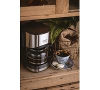 ADLER AD4407 Cafetera Eléctrica de Goteo Automática, Bloqueo de Goteo, Máquina Café de Filtro Capacidad 6 Tazas, 0,7 Litros, Función Mantenedora Calor, 550 W, Negro/Inox