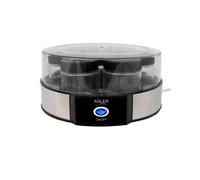 Adler ad4476 yogurtera, preparacion de 1,4l, 7 tarros con tapón(160 ml), tapa transparente, acero inoxidable, 150, negro