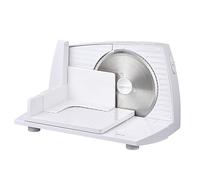 Adler AD4703 Cortafiambres Eléctrico Plegable, Loncheador Rebanador de Pan, Grosor de Corte Ajustable hasta 15mm, Protector de Dedos, Disco Corte de Acero Inoxidable 17 cm, 400W, Blanco