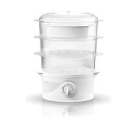 Adler AD633 Vaporera Eléctrica, Cocina al Vapor, Libre de BPA, Temporizador 60 Min., 3 Recipientes Apilables (Capacidad 9L), Cuenco para Preparar arroz, 800W