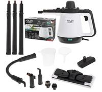 Adler AD7038 Vaporeta Limpiador Vapor a Presión, Desinfección Portátil, Caudal Vapor 44 g/min, 450ml, 12 Accesorios Limpieza Hogar Tapicería, Colchón, Sofás, Asientos Coche, Suelos, 2000W