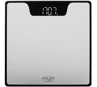 Adler AD8174W Báscula de Baño Digital, Alta Precisión, Pantalla LED, hasta 180Kg, Diseño Moderno, Apagado Automático, Vidrio Templado Silver