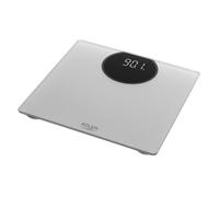 Adler AD8175 Báscula de Baño Digital, Alta Precisión, Pantalla LED, hasta 180Kg, Diseño Moderno, Apagado Automático, Vidrio Templado Color Plata