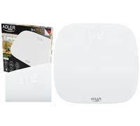 Adler AD8176 Báscula de Baño Digital, Alta Precisión, Pantalla LED, hasta 180Kg, Diseño Moderno, Apagado Automático, Vidrio Templado Blanco