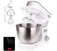 Adler Batidora Amasadora repostería Profesional Robot Cocina Orbital, 6 velocidades, 4 litros, 1000W MAX., Blanco + báscula Cocina