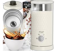 Adler - Espumador eléctrico de leche (300 ml, 4 funciones, para capuchino y latte, para espuma de leche cremosa, sin cable)