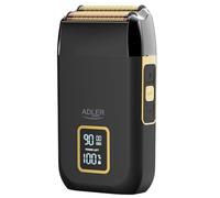 Adler Europe AD 2947 - Afeitadora profesional con doble cabezal de afeitado, lámina de titanio, 3 velocidades 7500-8500 rpm, pantalla LCD, USB-C, batería de iones de litio de 1400 mAh