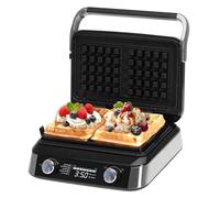 ADLER EUROPE Gofrera belga - Gofrera doble con pantalla LCD - 2400 W para gofres de mantequilla y gofres de chocolate - 5 programas, 7 niveles de tostado - Placas de calentamiento profundo 12 x 13 x 2