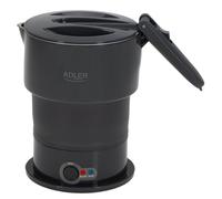 Adler Europe – Hervidor de viaje eléctrico AD 1377, 2 modos, 0,6 L, acero inox., con bolsa, negro