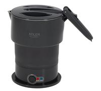 Adler Hervidor de Viaje Eléctrico AD 1377, 2 Modos de Calentamiento, Portátil con Bolsa de Transporte, Acero inoxidable, Capacidad máxima de 0,6 L, Negro