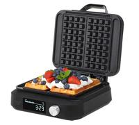 Adler Máquina de Gofres con Pantalla LED AD 3087, Temporizador automático, 2200W, 6 niveles de dorado, Control de Cocción, Negro