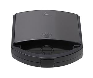 Adler Parrilla Eléctrica de Contacto AD 3068, Plancha para Sandwiches y Carnes, Placas Antiadherentes Acanaladas, Color Negro
