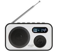 Adler Radio Digital Am/FM Portátil AD 1906, Pantalla LCD, Control de Volumen, USB, Antena Telescópica, Alimentación por Batería, Blanco y Negro