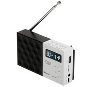 Adler Radio Portátil Digital AD 1908, Sintonización PLL Avanzada, FM con Bluetooth, Pantalla LCD, Batería extraíble de 800 mAh, Alarma, Antena Telescópica, Negro y Blanco