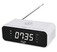 Adler Reloj Despertador Cargador inalámbrico, Modo de suspensión 5-120 min, Cargador USB