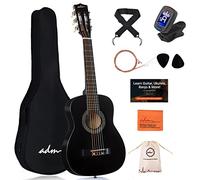 ADM Guitarra Infantil 1/4 Guitarra Clásica para Principiantes Niños con Afinador de Clip, Bolsa, Correa, Cuerdas Adicionales y Púas, Negro