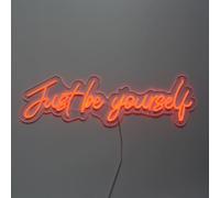 ADM - 'Just be Yourself' - Escrito evocador y decorativo iluminado con LED de colores y montada sobre base de plexiglás transparente para fijación a pared - Naranja - H20 cm
