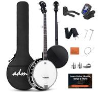 ADM Kit de banjo de 5 cuerdas para principiantes con cabeza Remo, banjos de tamaño completo con parte trasera cerrada en 24 soportes con lecciones gratuitas y accesorios de inicio para adultos y