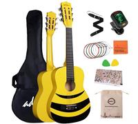ADM Kit de guitarra clásica de 1/4 para niños, juego de guitarra junior de 30 pulgadas para principiantes con bolsa de concierto, afinador de clip, correa, púas, cuerdas adicionales, bolsa de