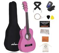 ADM Kit de guitarra clásica de 1/4 para niños, juego de guitarra junior para principiantes con bolsa de concierto, afinador de clip, correa, púas, cuerdas adicionales, bolsa de almacenamiento y paño