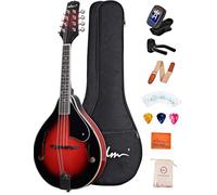 ADM Kit de instrumentos de mandolina acústica, estilo A para niños, estudiantes, adultos, mandolinas de madera, juego para principiantes con bolsa, afinador, pastilla, correa, cuerdas, púas y gancho