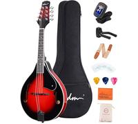 ADM Kit de instrumentos de mandolina acústica, estilo A para niños, estudiantes, adultos, mandolinas de madera, juego para principiantes con bolsa, afinador, ecualizador, correa, cuerdas, púas y