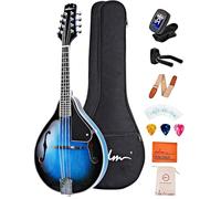 ADM Kit de instrumentos de mandolina acústica, estilo A para niños, estudiantes, adultos, mandolinas de madera, juego para principiantes con bolsa, afinador, ecualizador, correa, cuerdas, púas y