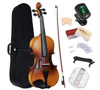 ADM Violín 4/4 Tamaño Completo para Principiantes con Afinador de Clip, Pegatina para el Diapasón, Cuerdas Extra, Estuche Rígido, Arco de Rana Enony, Reposahombros, Colofón