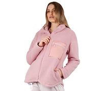 ADMAS Bata Mujer Invierno 100% Poliéster - Bata de Mujer Larga con Cremallera y Bolsillos en Tejido Borreguito Suave Soft Home, Color Pétalo, Talla L