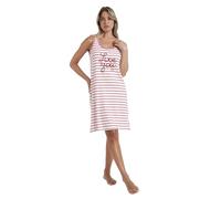 ADMAS Camisola Mujer Verano Algodón - Camisón Sin Mangas con Estampado Náutico, Escote Redondo, Tejido Suave, Rojo Talla S