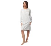 ADMAS Classic Camisón Mujer Invierno 50% Algodón, 50% Viscosa - Camisón de Mujer Manga Larga con Tapeta y Botones, Detalles Bordados en Punto Suave de