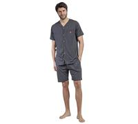 ADMAS Classic Pijama Hombre Verano 100% Algodón - Pijama Abierto Manga Corta Hombre - Pantalón Corto con Cinturilla Ajustable Estampado, 100% Algodón,