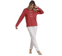 ADMAS Garden Pijama Mujer Manga Larga Essence of Life de Punto de Algodón con Cuello Redondo y Pantalón Estampado de Flores - Cinturilla Ajustable y G