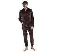 ADMAS Home Pijama Manga Larga Terciopelo Cuello Alto Corduroy para Hombre