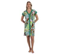 ADMAS Luxury Camisón Mujer Verano Viscosa - Camisola Manga Caída con Estampado Étnico Multicolor y Escote Barco, Tejido Elástico Suave Talla XL