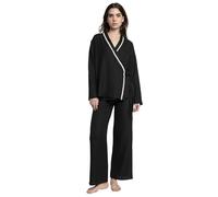 ADMAS Luxury Pijama Manga Larga Abierto Cruzado Stitching para Mujer
