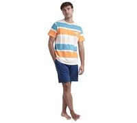 ADMAS Pijama Hombre Verano 100% Algodón - Pijama Manga Corta Hombre - Pantalón Corto con Cinturilla Ajustable, 100% Algodón, Tejido Suave al Tacto, Be