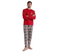 ADMAS Pijama Invierno Hombre Manga Larga Christmas Nature de Algodón con Cuello Redondo y Pantalón Largo Estampado - Tejido Suave y Cinturilla Ajustab